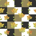 Autumn chestnut leaves, fruits. Square background. Autumn time. Seamless pattern. Royalty Free Stock Photo